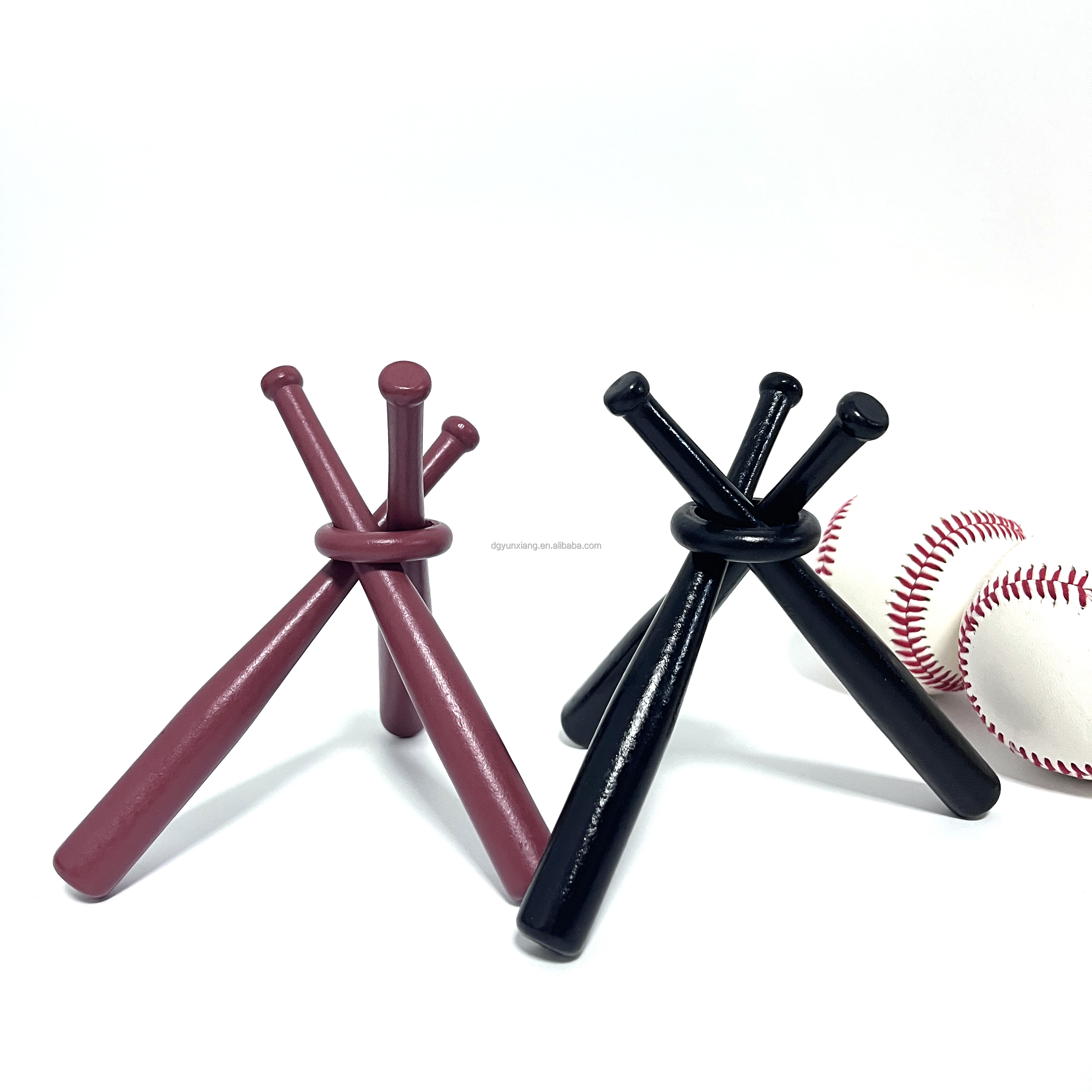 Sport Wooden Crafts Baseball Bat Colors Mini Baseball Bat Display Stand with Ball Decorative Baseball Bat with Racks Ring