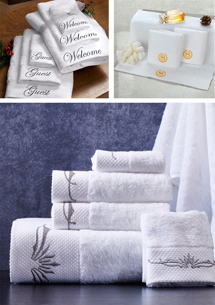 Custom Logo Hotel Towel Set Broad Stripe Coral Velvet 35*75cm 70*140cm Soft Absorbent