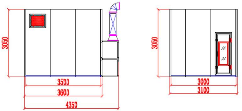 220V 1 Phrase Metal Car Paint Room 3.05m Height With 8 Pcs Lighting System