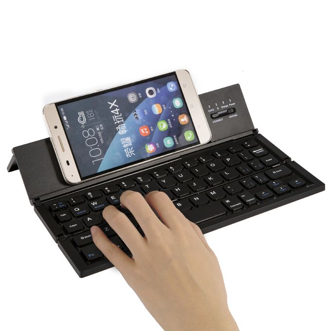 Three Level Metal Aluminum Alloy Foldable Bluetooth Keyboard Rechargeable Folding Wireless Keyboard