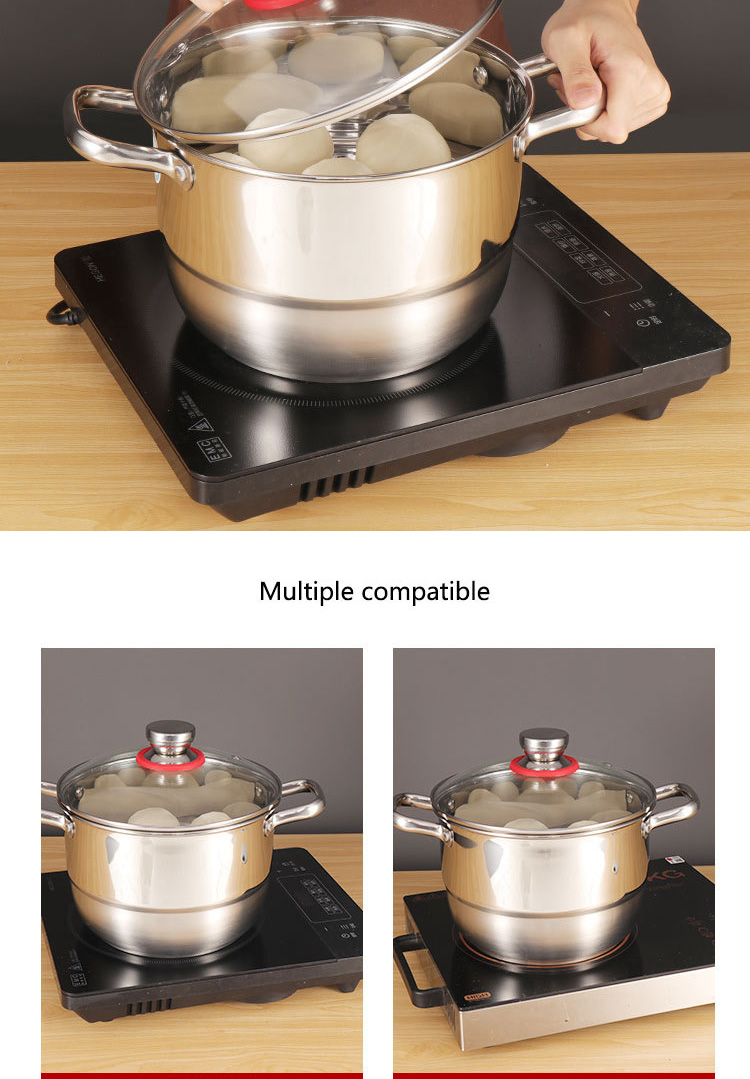 Wholesale TOP Seller Kitchen Silver 6 PCS Soup Pots Steamer Pot Deep Steaming Pot Sets For Cooking