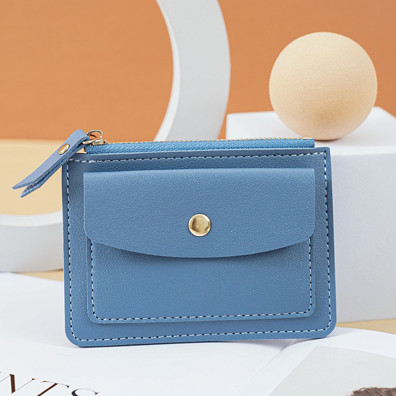 Personalized PU Leather Card Holder Wallet for Women Metal Bead Custom Logo Personalized