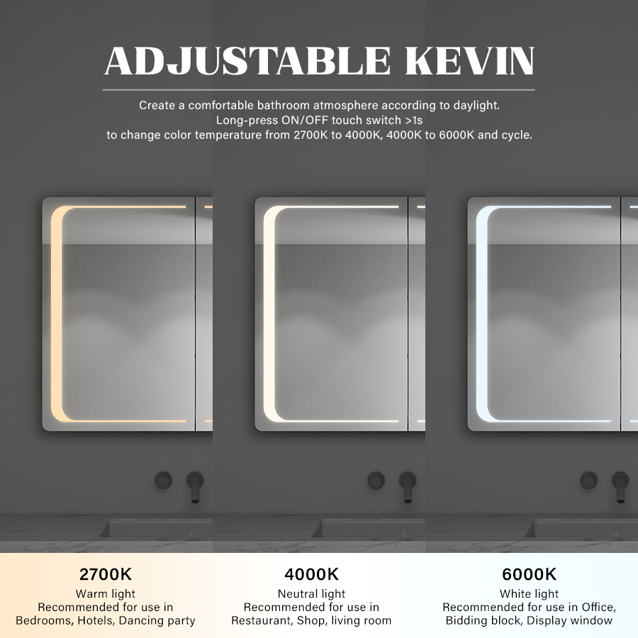 LED Mirror Cabinet Bathroom Vanity Set for Luxury Commercial Hotel Center by Eterna