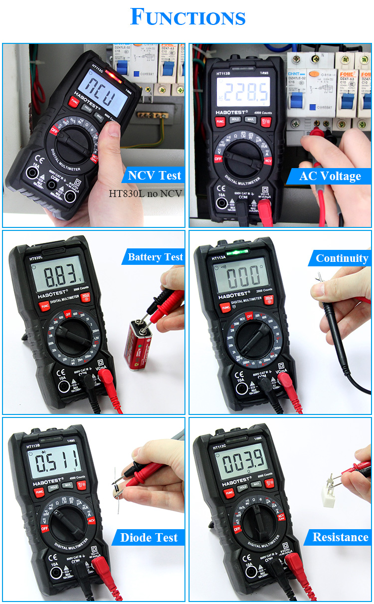 Capacitance LCD Display Pocket Standard Price Voltage Digital Multimeter Manual Frequency Meter Tester Voltmet