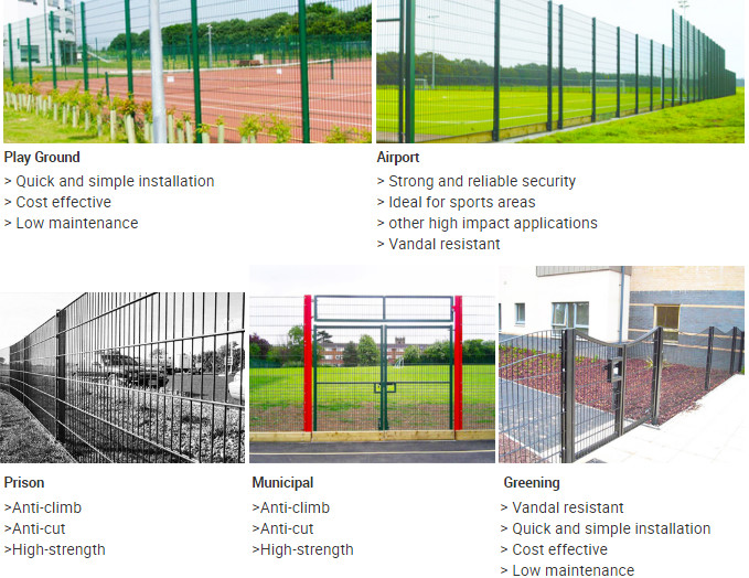Q235 868 Double Wire Welded Fence Black Vinyl Coated Welded Wire Fencing
