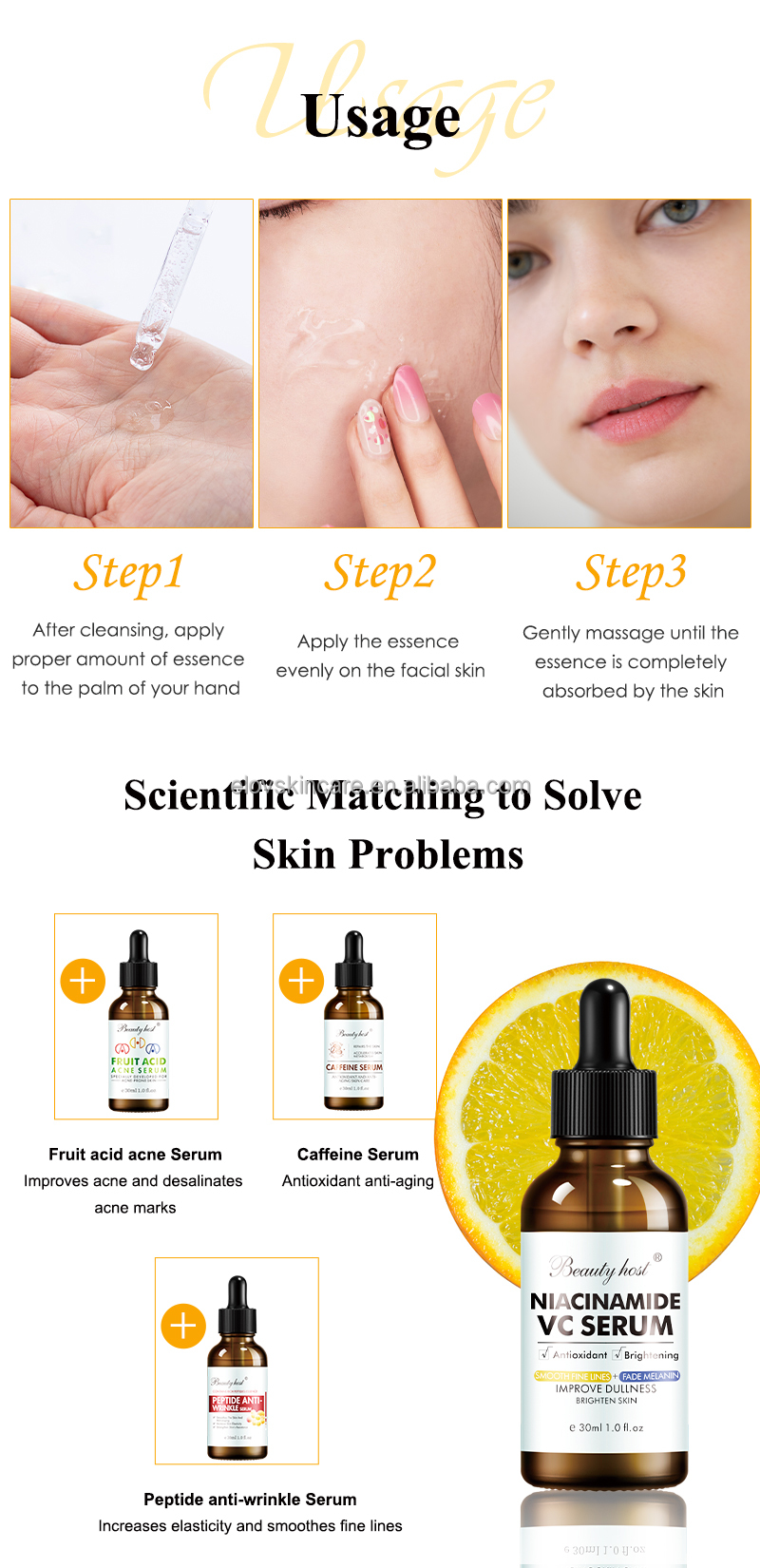 Private Label Anti Aging Anti Wrinkle Vitamin C Facial Serum Skin Care Whitening Brightening VC Face Serum