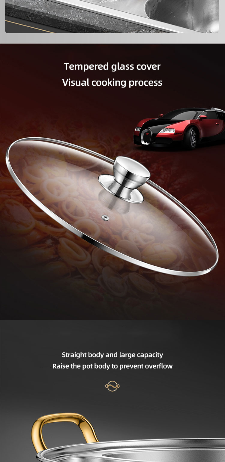 New Arrival 28cm Hot Pot Multi-user Hotpot Induction Soup Pot 304 Stainless Steel Shabu Pots For Cooking