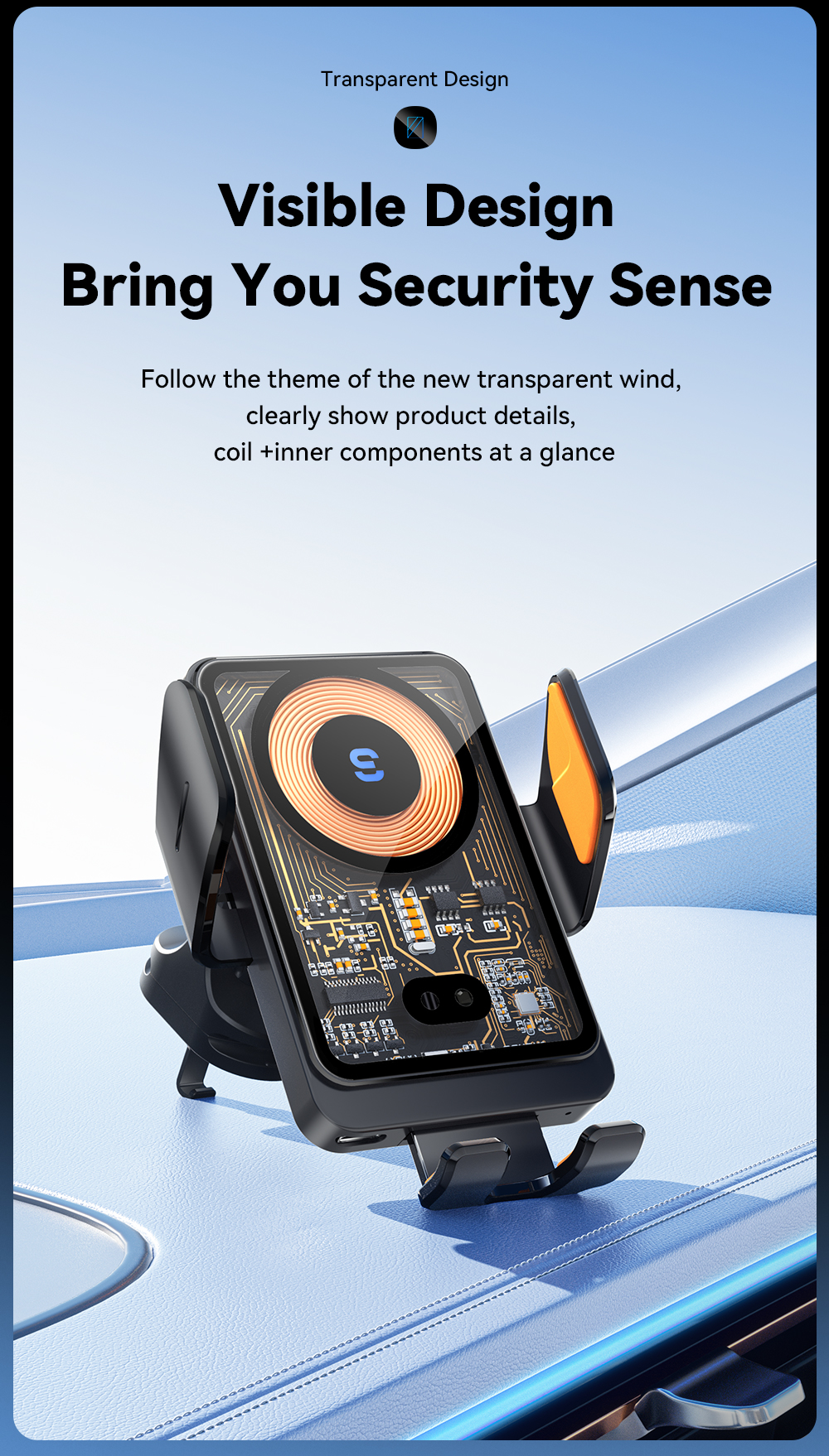ESSAGER T11 Series Wireless Car Charger Holder Wireless Charging Phone Stand 5V/2A