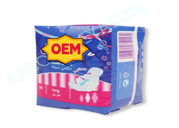 Highly Absorbent Ladies Sanitary Napkins with Cotton Material 155/180/240/290