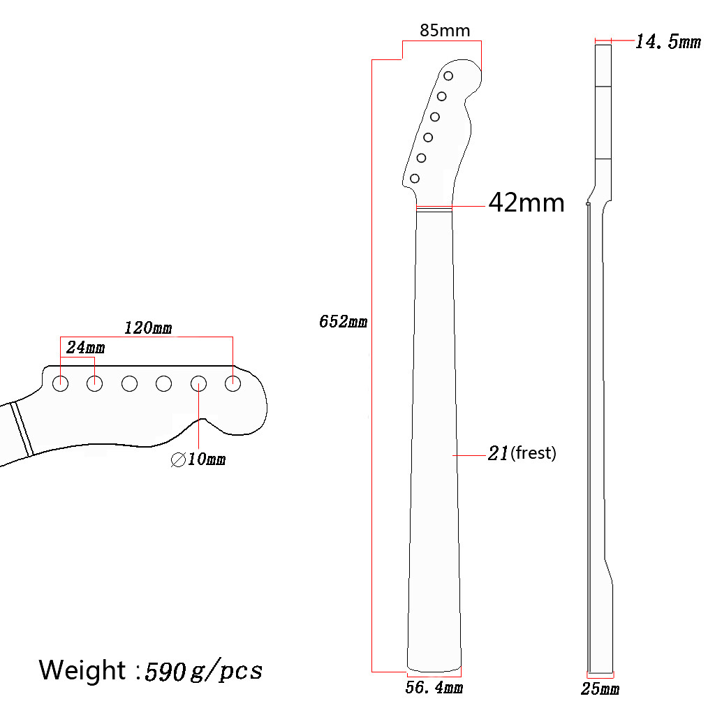 Canada Maple High Gloss Finish Guitar Neck For Telecaster Electric Guitar 21 frets