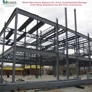 Large-Span Fire-Resistant Steel Structure Workshop With Steel Sheet And Sandwich