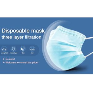 Eco Friendly 3 Ply Single Use Face Mask Procedural Face Masks With Earloops
