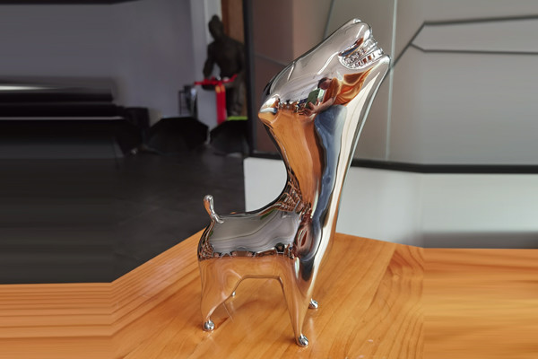 Home Decor Modern Stainless Steel Animal Sculpture Laughing Dog Mirror Polished