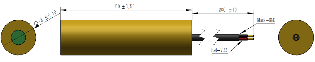 650nm 5VDC Line Laser Module with 5000 Hours Lifetime and Brass Gold-plated Housing