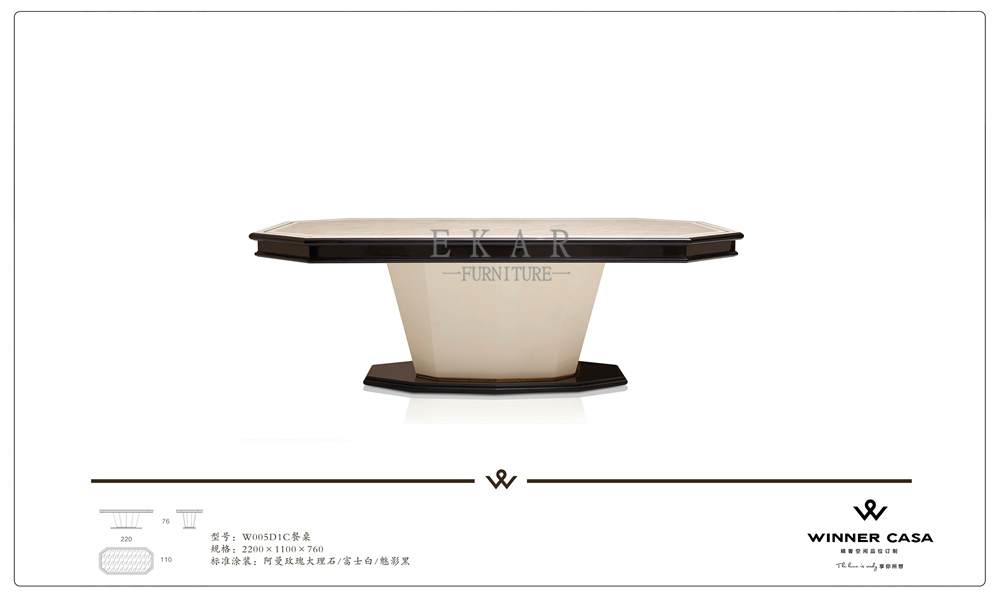 Home Furniture Modern 6 Chair Marble Dining Table Set W005D1C