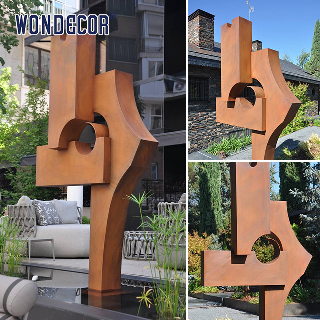 Modern outdoor garden large geometric weather resistant steel sculpture