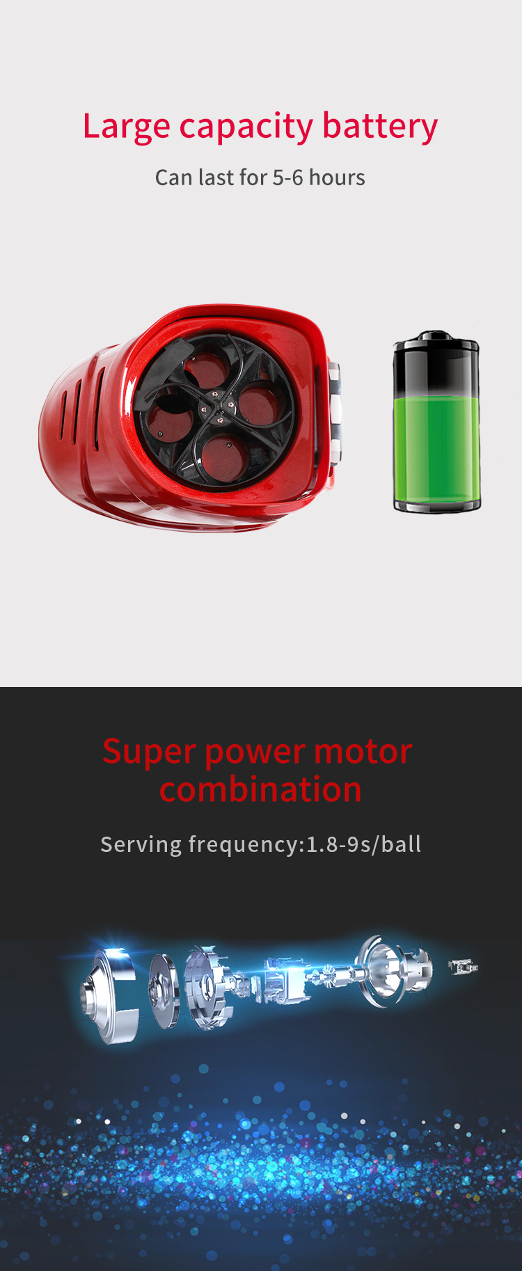 Horizontal Oscillation Automatic Tennis Ball Feeder Built In Lithium Battery