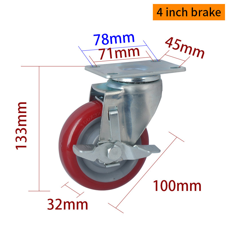 EDL Medium Duty 4inch 150kg Plate TPU Caster by Rigid, Swivel and Brake type