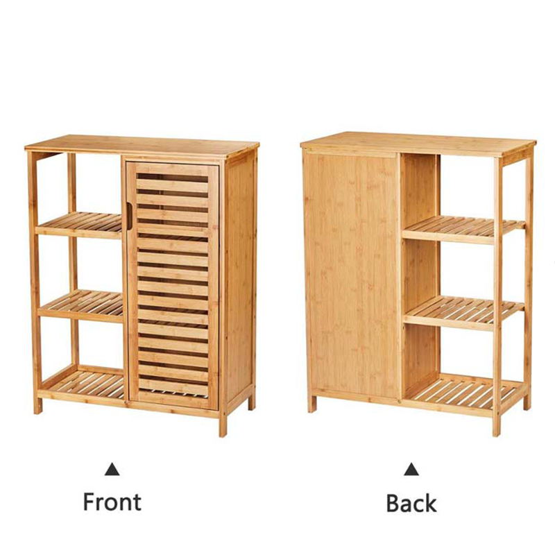 Solid Bamboo Kitchen Storage Cabinet Shelf For Bathroom Storage