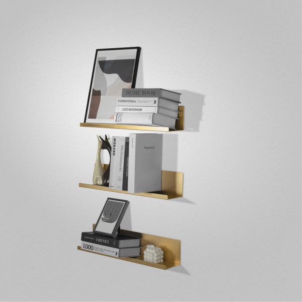 OEM Customized Aluminum Book Wall Shelf Decorative Black Metal Floating Shelves