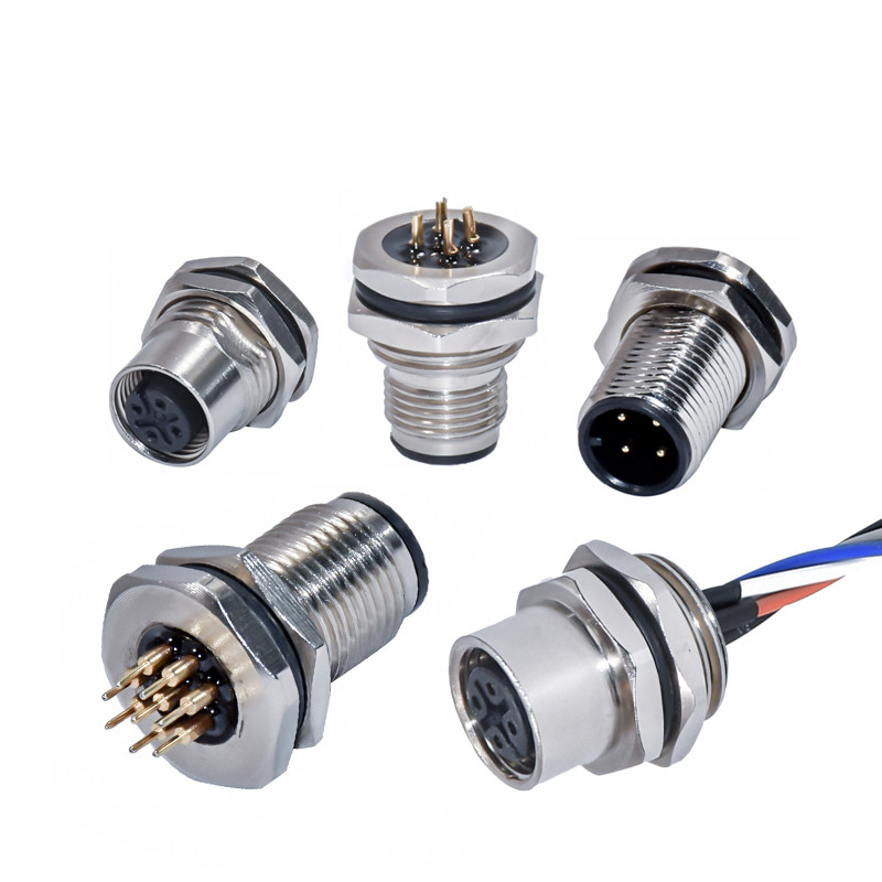 5 Pins Male Female M12 A Code Connector Waterproof Panel Mount M12 Connector