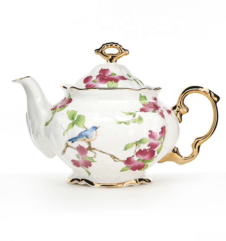 2 Litre Ceramic Teapot Ceramic Floral Teapot Large Capacity For Afternoon Tea