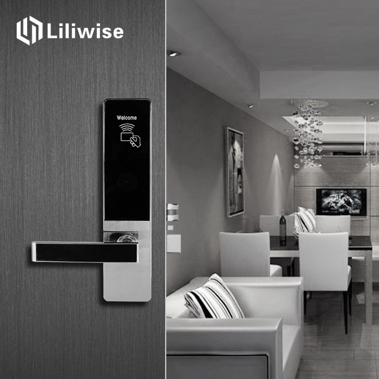 Smart Card Key Hotel Door Locks Silver Color 200 User Name Data Capacity