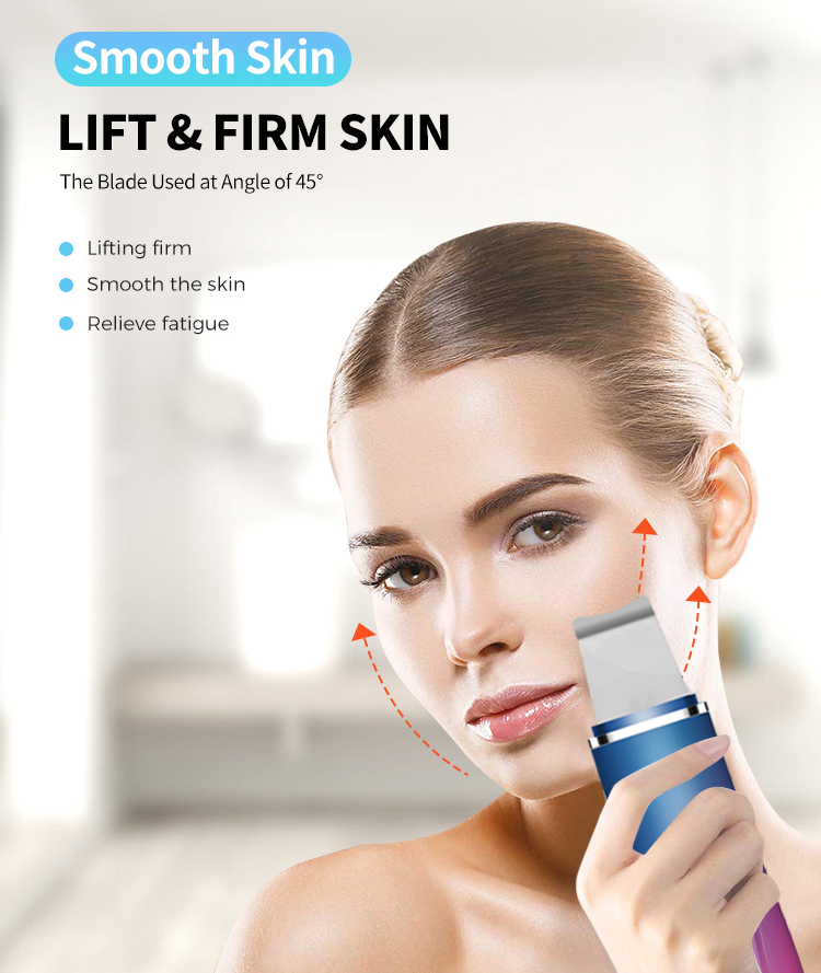 Wireless Ultrasonic Facial Spatula , Ion Cleaner Facial Skin Scrubber