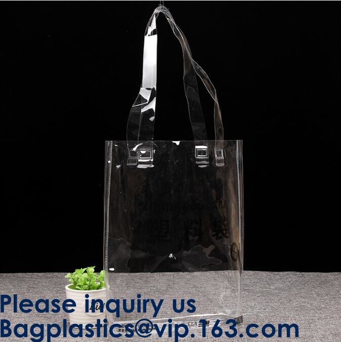 Big Size Clear Plastic PVC Shopping Tote Bag Fashion Large Capacity Waterproof Pvc Beach Bag TPU laser makeup handbag PV