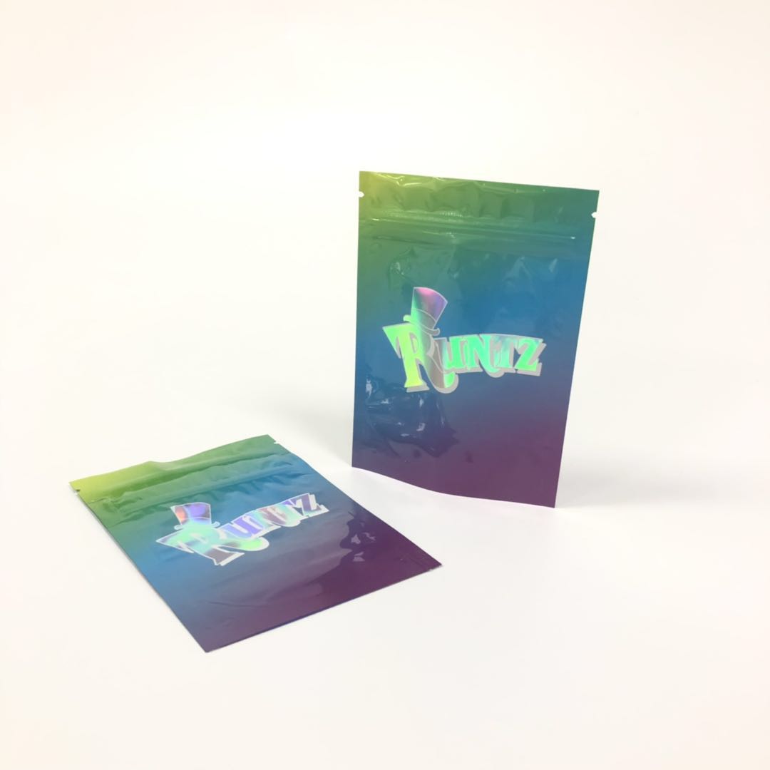 Stand Up Herbal Incense Packaging Holographic Laser Film Runtz Bags With k
