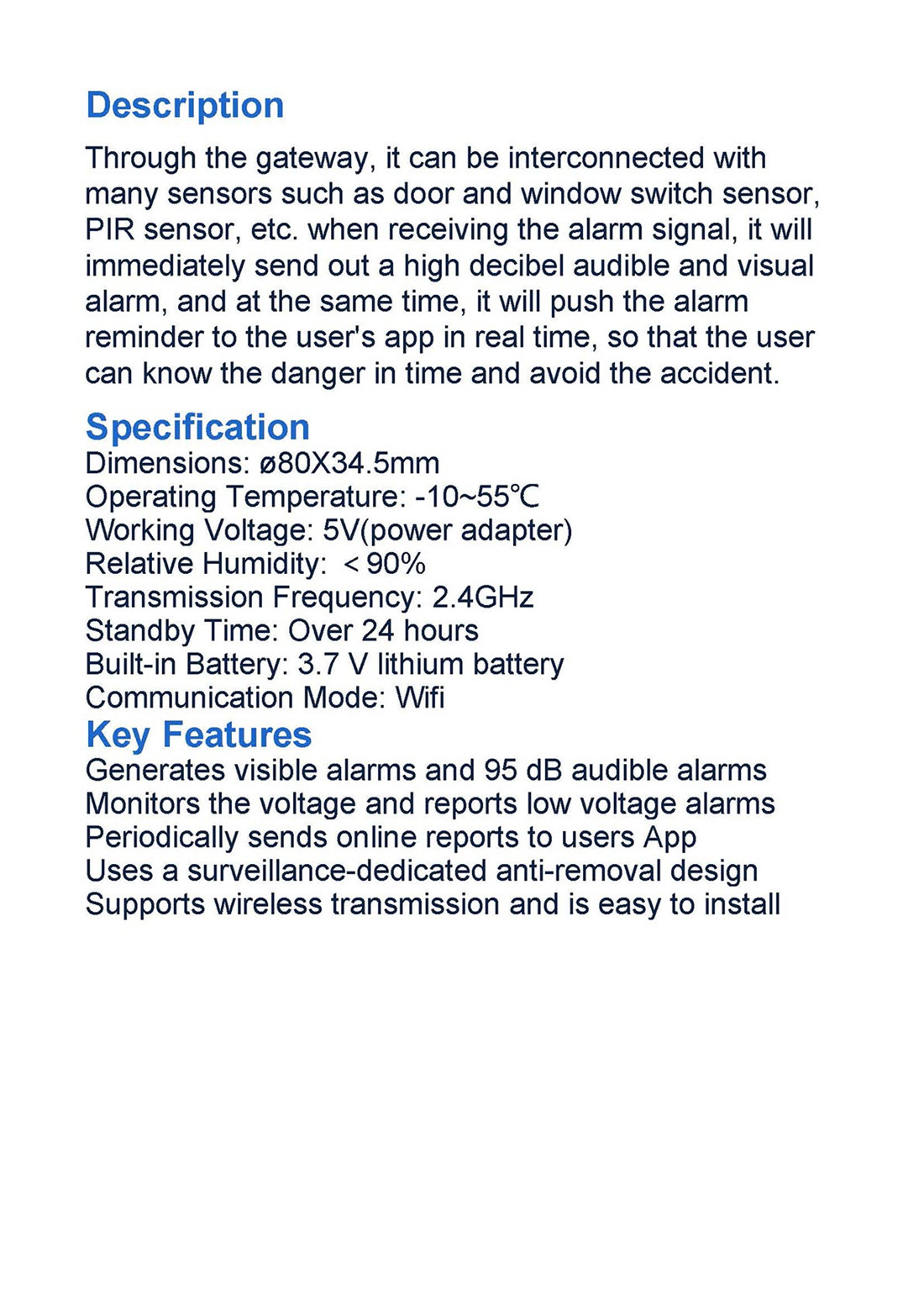 Wi-Fi Audible and Visible Alarm(SS-SR200)