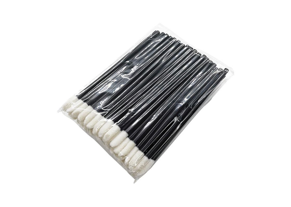 Nylon Synthetics Fiber Makeup Disposable Lip Brush 50pcs Black Color