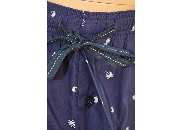 Anti Pilling Mens Luxury Sleepwear Woven Cotton Poplin Printed Pajamas Shorts