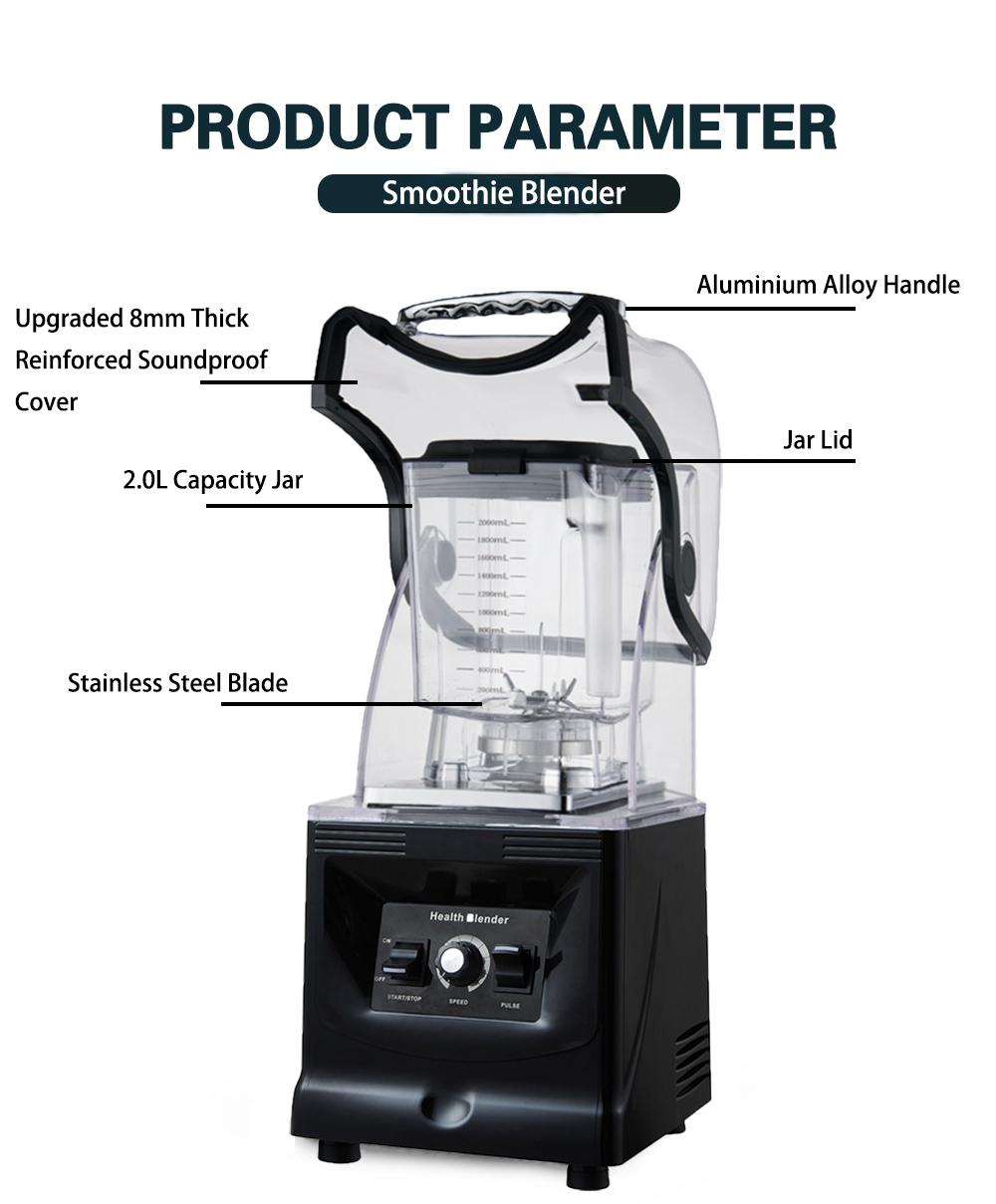 Low Noise High Speed Commercial Blender for Coffee Shop 9840 Strong Pure Copper Motor