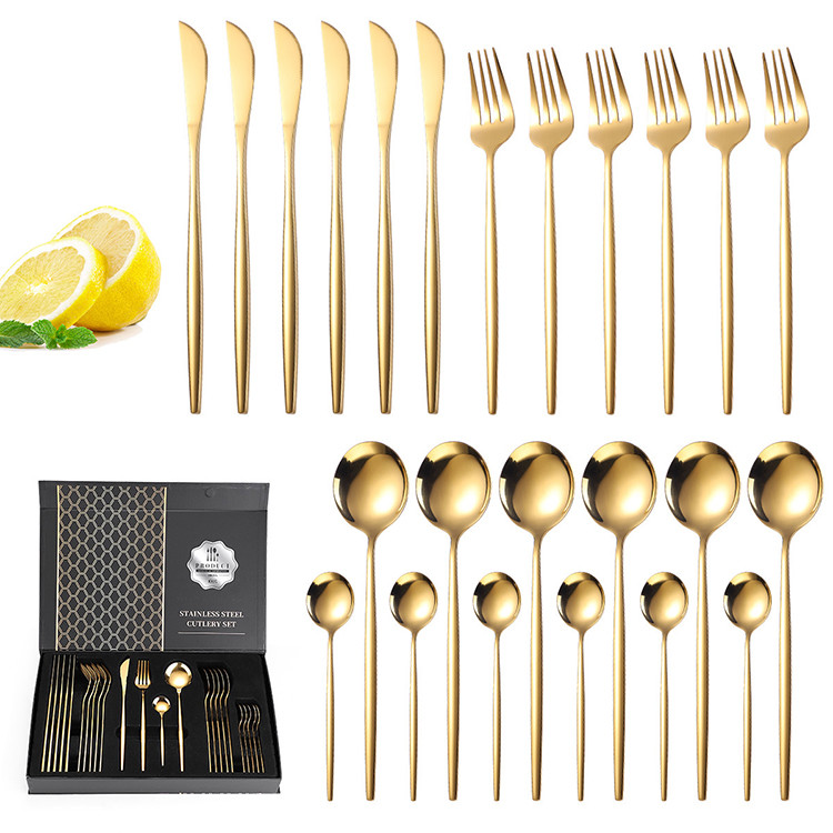 24 Pcs Cutlery Set Quality Gold Finish