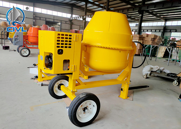 Portable Mini Concrete Mixer 300/350/400/450L Concrete Mixer Diesel / Gasline / Electric Engine Color Yellow