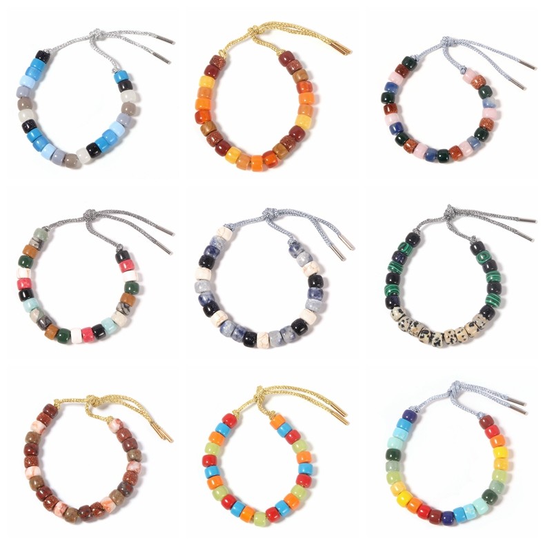 Clasp Rainbow Colored Big Hole 8mm Stone Forte Beads Bracelet For DIY Style In Summer Collection