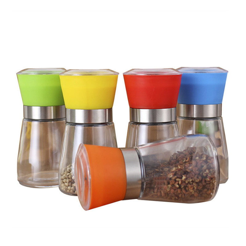 Hygienic Lead Free Rotatable Grinding Lid Glass Pepper Jar