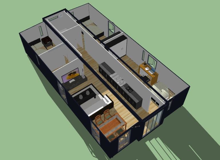 Customized 2 Bedroom Container House , Durable Modern Prefabricated Houses