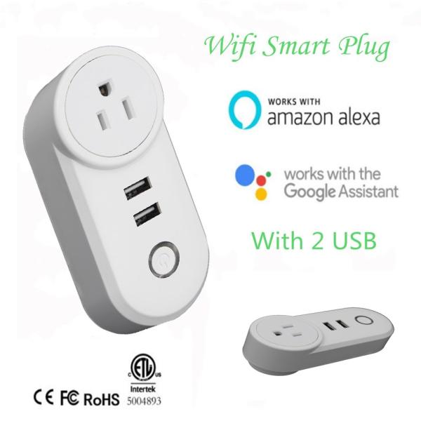 China Wifi Smart Plug, With 2 USB Charger(5V, 2.1A), Work with Amazon Alexa & Google Home, Remote Control by Smart Phone with on sale China Wifi Smart Plug, With 2 USB Charger(5V, 2.1A), Work with Amazon Alexa & Google Home, Remote Control by Smart Phone with on sale