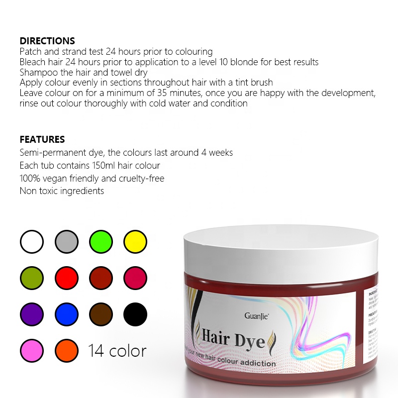 Customizable Vegan Semi Permanent Hair Color Liquid Hair Dye For Trendy Fashion Hair