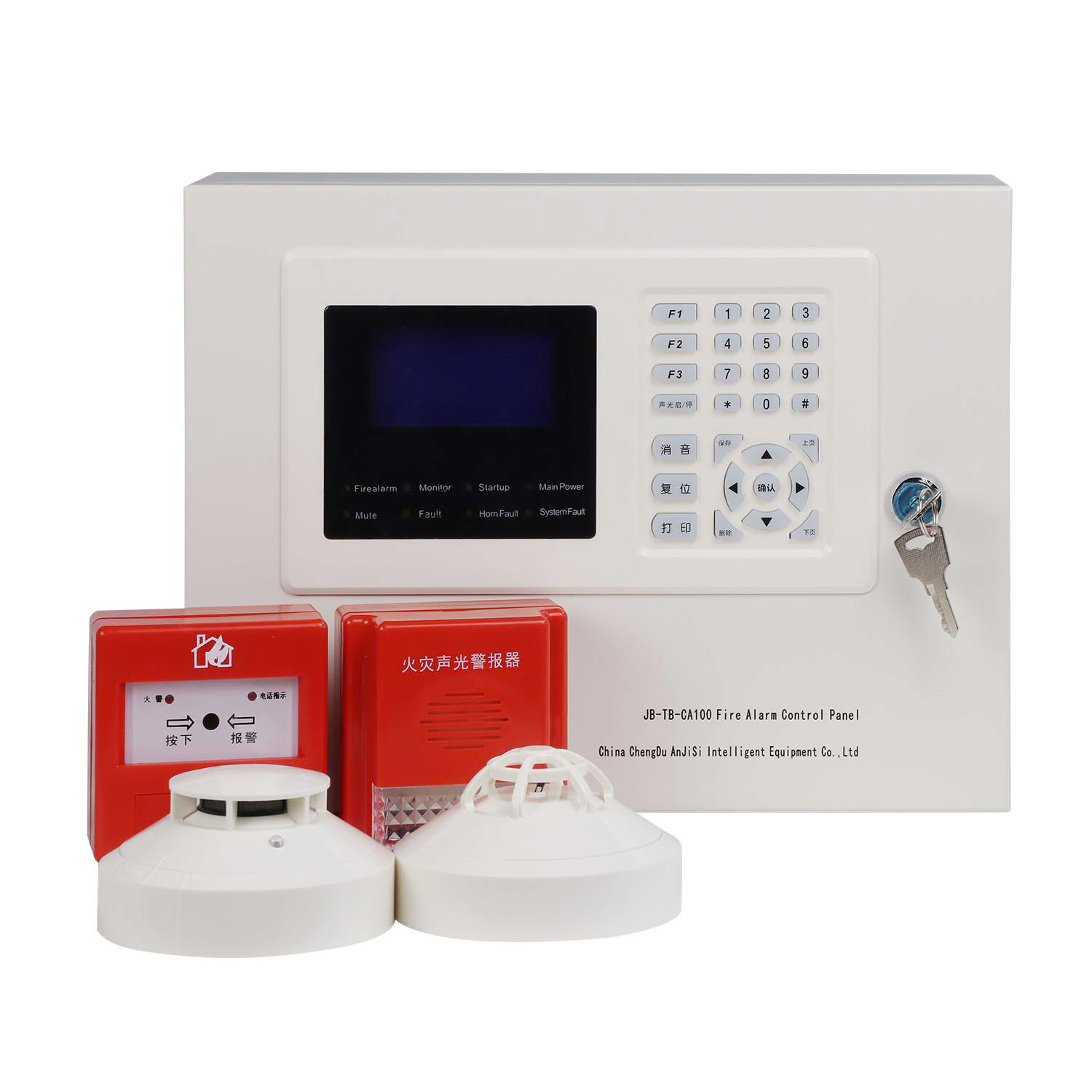 Comprehensive Smoke Alarm Systems Wall-Mounted Addressable Fire Alarm Control Panel with 254 Points and Non-Polarity 2-Wired