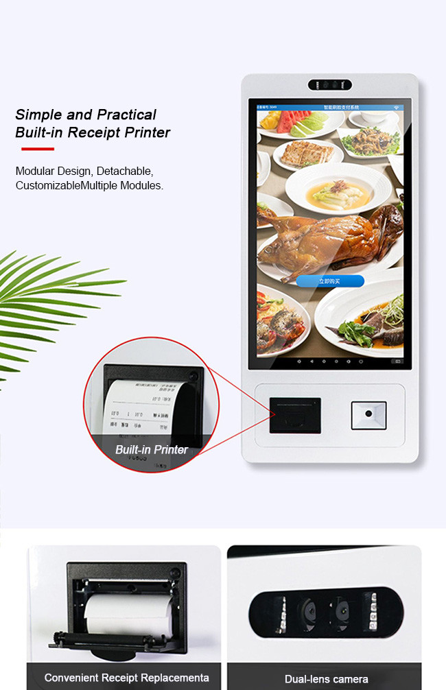 32'' Self Order Kiosk Fast Food 1920*1080 Kiosk Ordering For Restaurants
