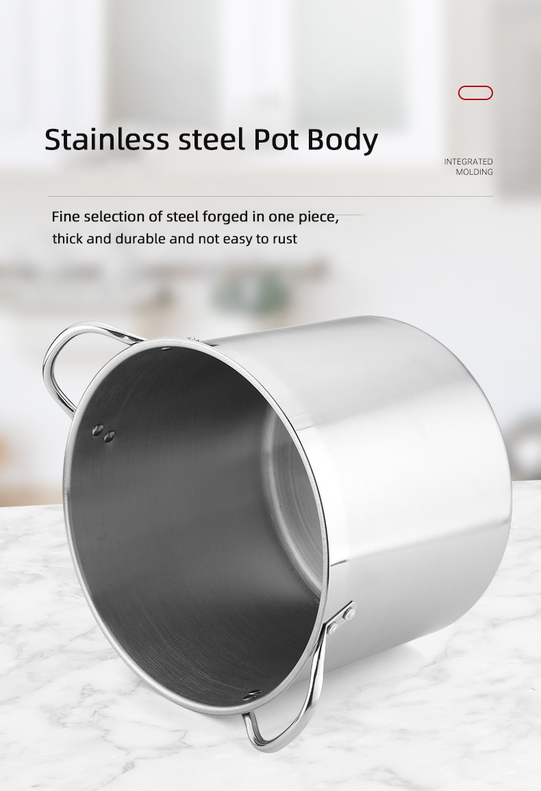 Factory Price Silver Large Capacity Cookware Stew Pots Cooker Stainless Steel Heavy Duty Cooking Pots