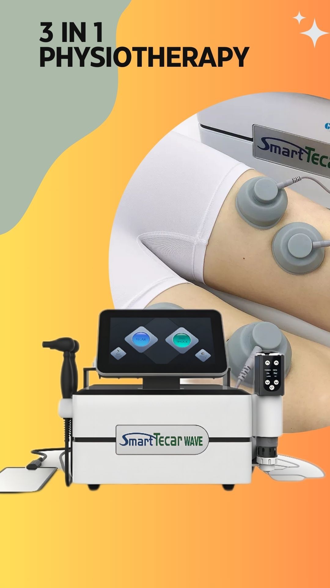 20/40/60MM Heads Size Shock Wave Device for Body Pain Relief and Tecar Diathermy