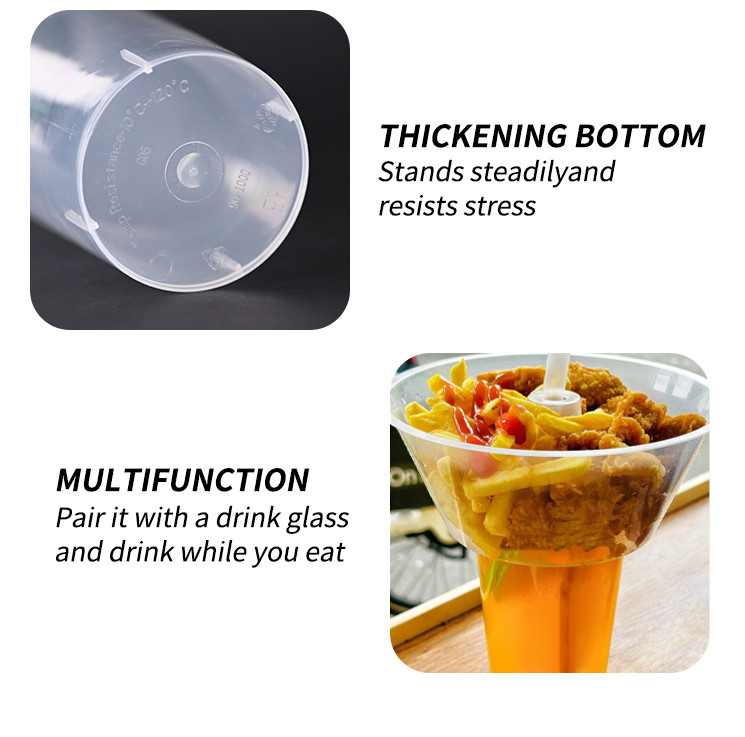 Custom Design Plastic Cups With Logo Disposable Plastic Cups For Snack 2 In 1