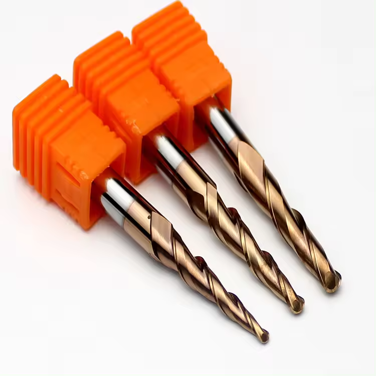 Solide Carbide Shank Spiral Down Cut 2F Tapper Ball Nose Router Bit Wood Milling Cutter Tools Spherical End Conical Cutter
