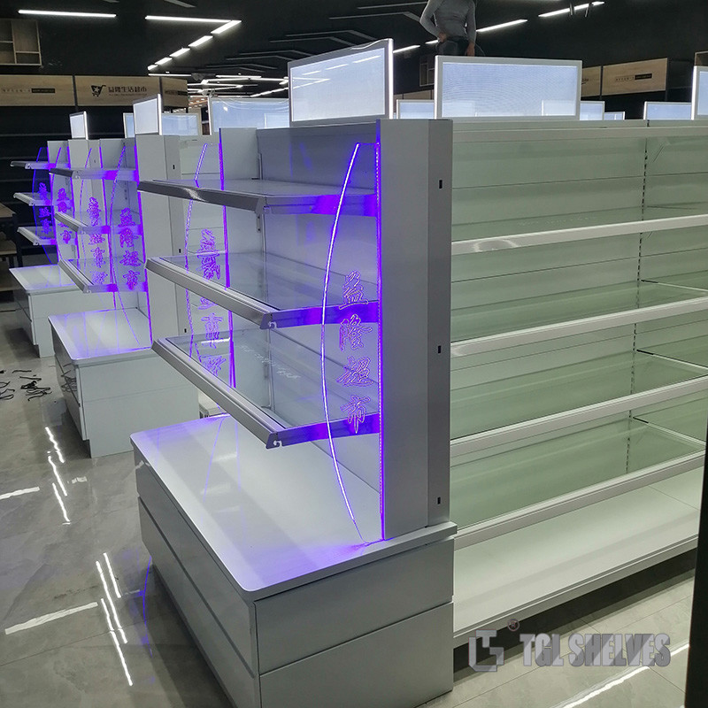 Morden Supermarket Shelf Rack For Beverage Display Cold rolled steel Material