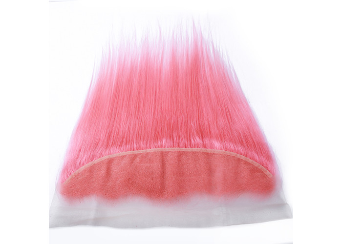 Custom Pink Ear To Ear Swiss Lace Top Closure / Frontal Closure Weave