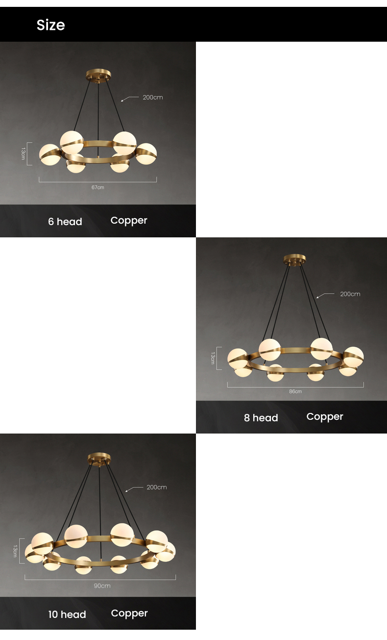 Modern living Room Copper Chandelier Lamp Luxury Bedroom Chandelier Lighting(WH-MI-460)